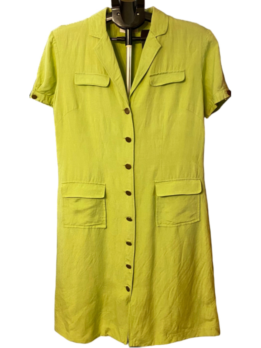 Women's Dressbarn Button-Front Midi Dress, Size 6, Lime Green